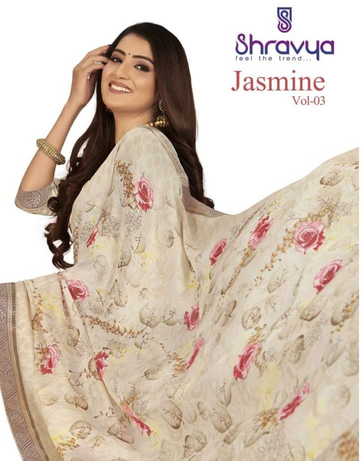 shravya fashion jasmine vol 3 fancy chiffon sarees supplier 