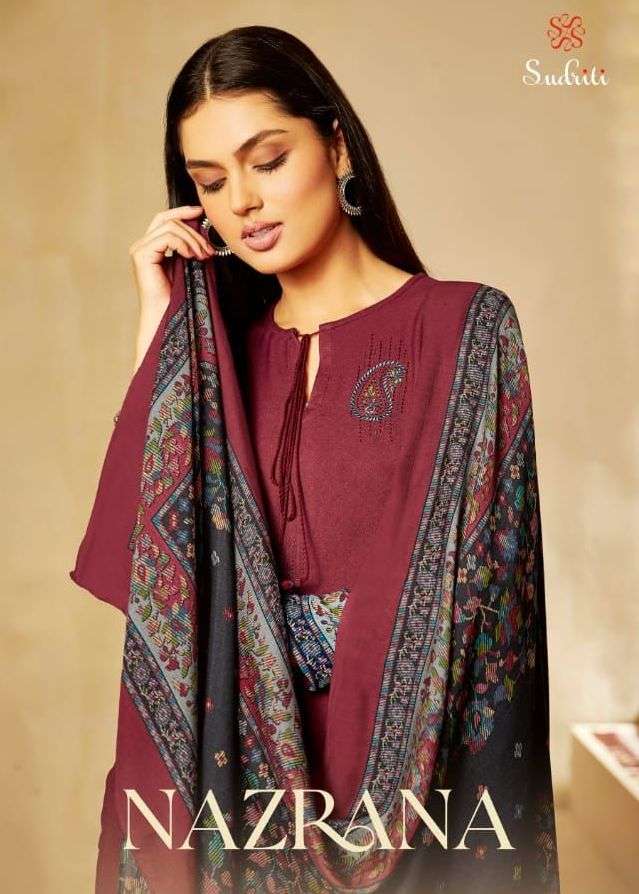 sudriti nazrana pashmina twill winter ladies suits wholesale shop 