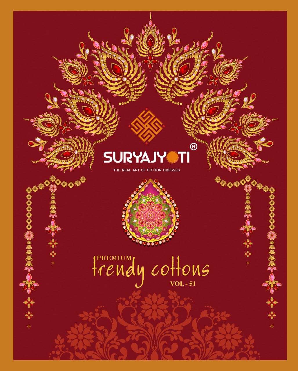 suryajyoti trendy cotton vol 51 unstitched dress materials low rate 