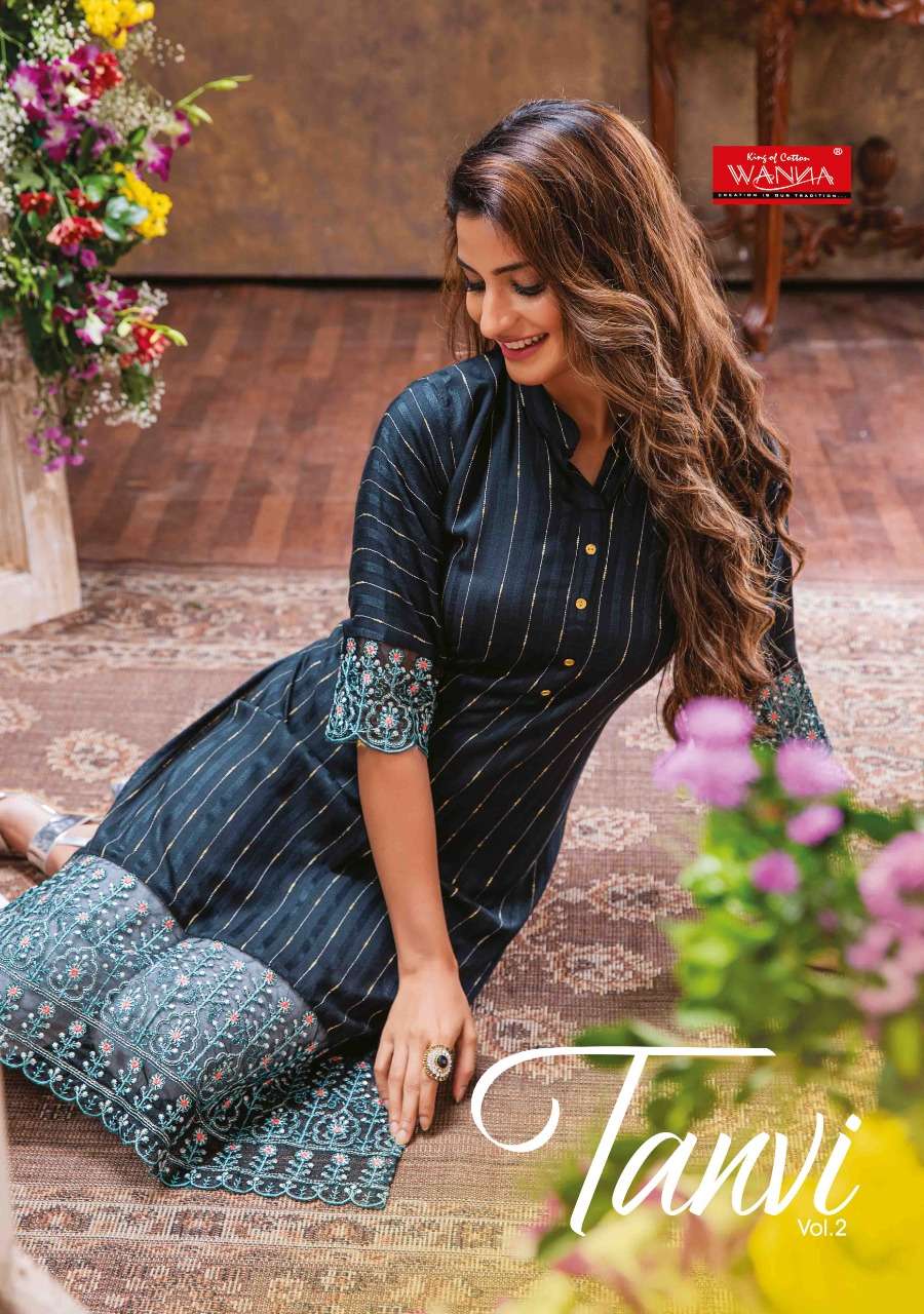 tanvi vol 2 by wanna rayon embroidery classy look fancy kurtis