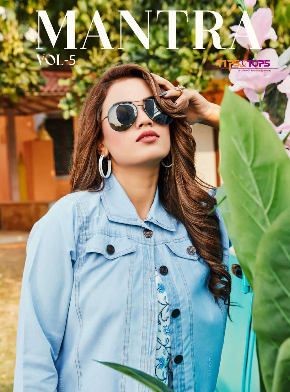tips & tops mantra vol 5 denim jacket with long kurtis