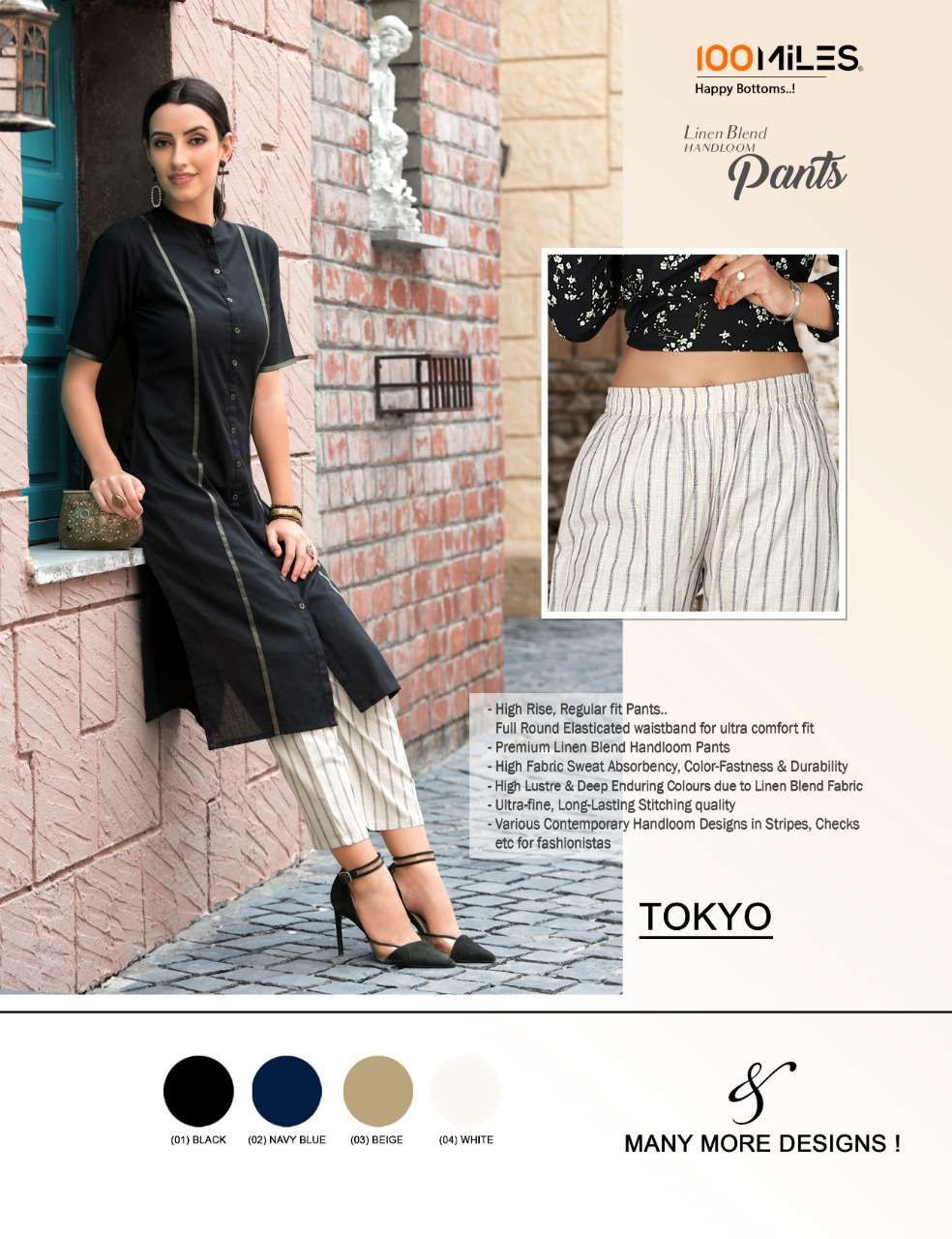 tokyo by 91 shades cotton linen fancy ladies pant collection
