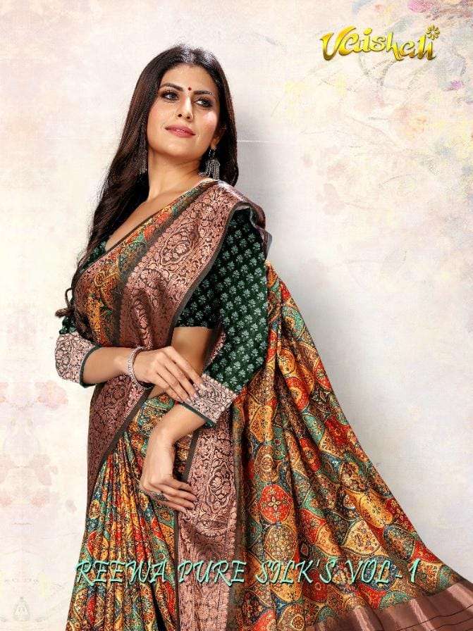 Vaishali fashion launch reewa pure silk vol 1 fancy sarees wholesaler in surat