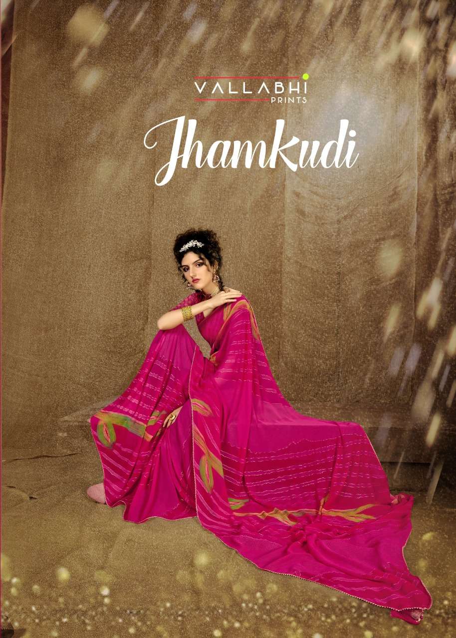 vallabhi jhamkudi weightless printed casual wear sarees cheap rate 