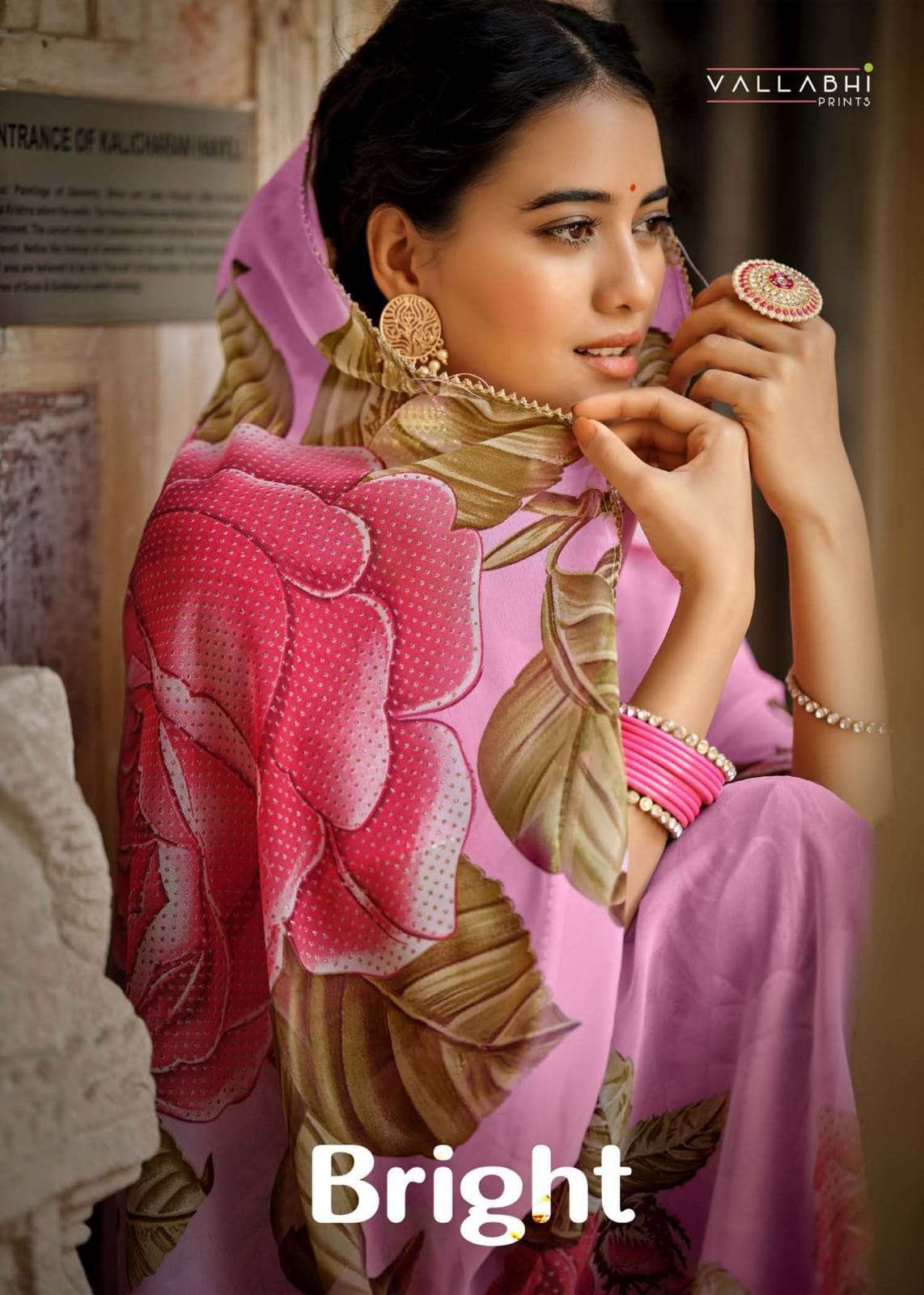vallabhi present bright printed georgette daily wear fancy saree