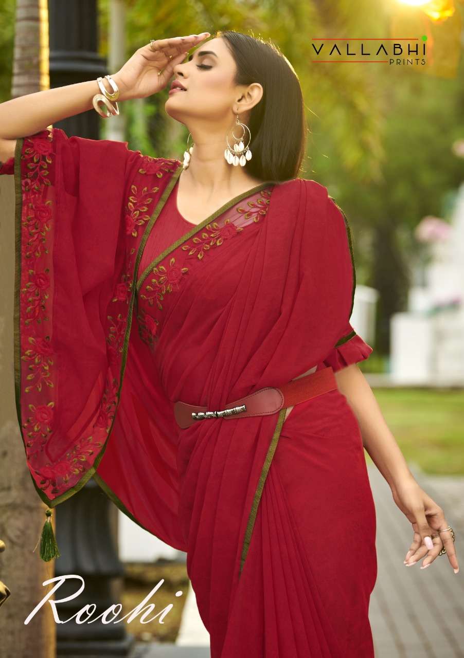 vallabhi roohi printed georgette saree collection