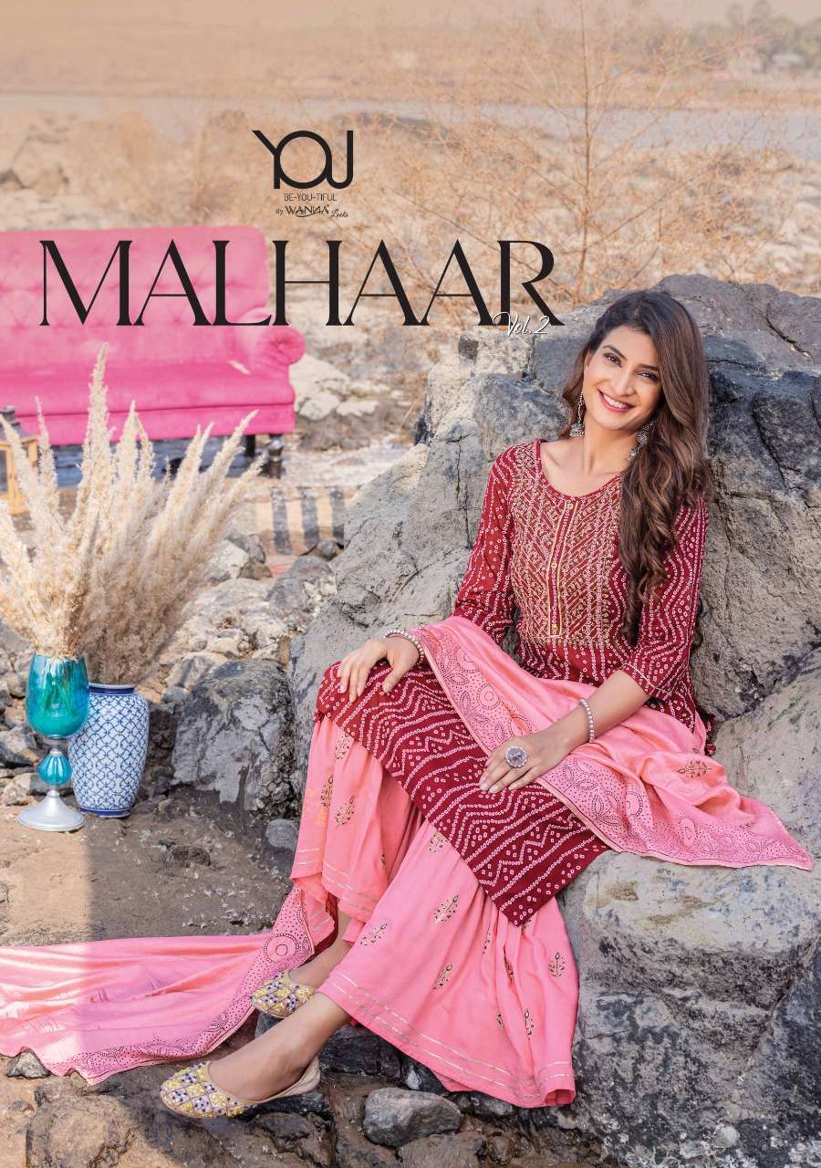 wanna present malhaar vol 2 pure bandhej readymade kurti with sharara & dupatta
