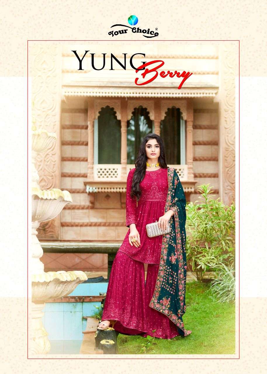 your choice young berry peplum with kashmiri dupatta readymade collection 