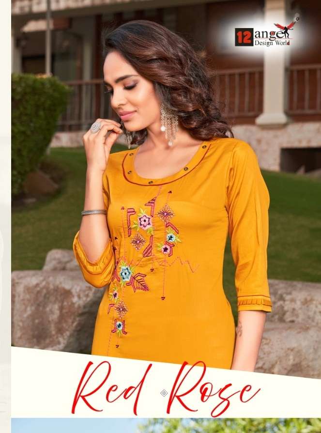 12 angel red rose cotton readymade kurti seller 