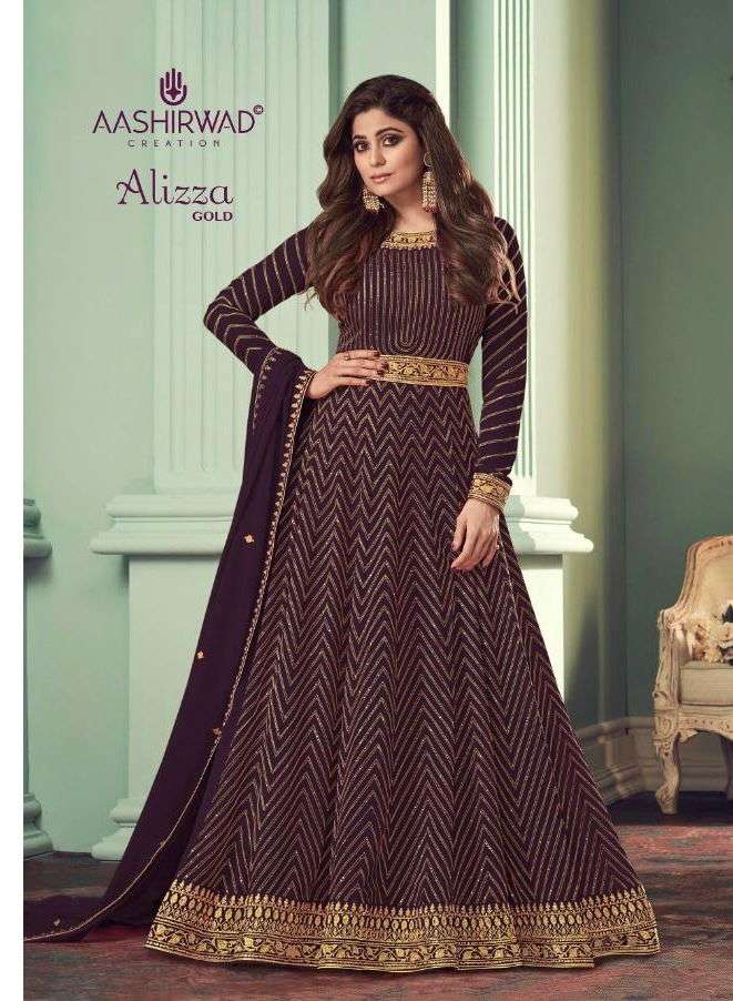 aashirwad alizza gold readymade party wear anarkali dresses best rate 