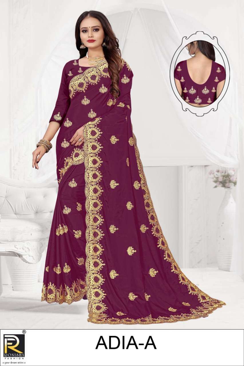 Adia by ranjna saree jari work siroski diamond designer saree collecton wholesale price 