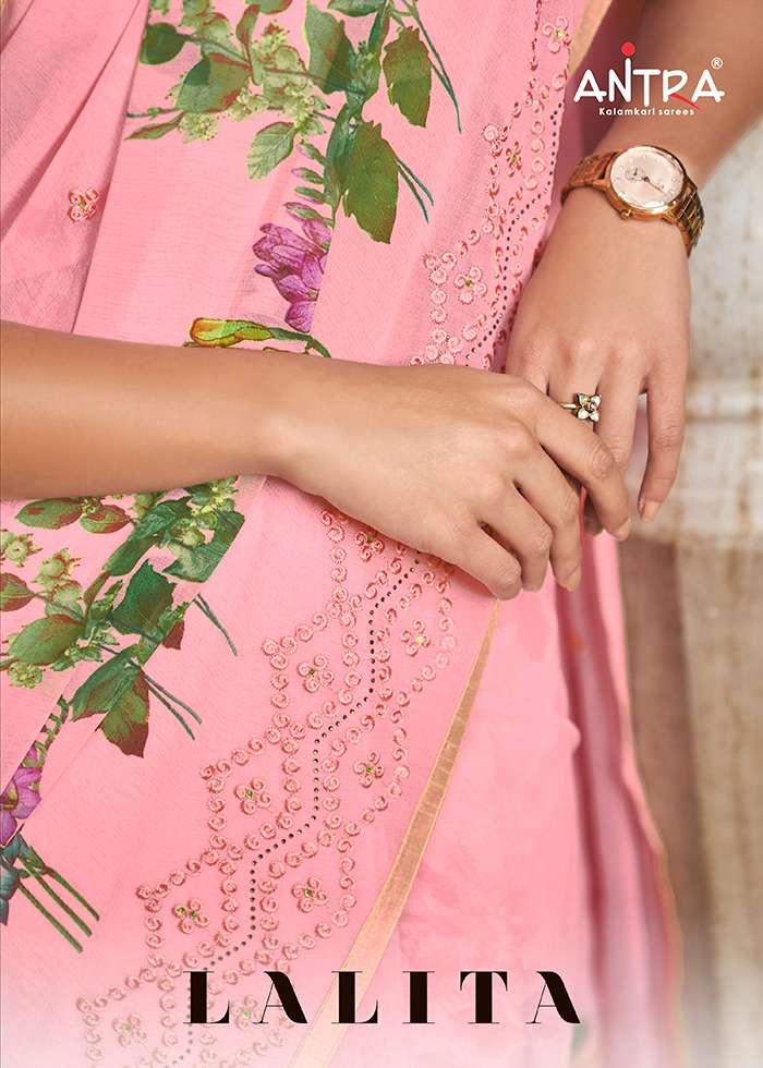 antra lalita vol 1 georgette embroidery designer saree wholesaler