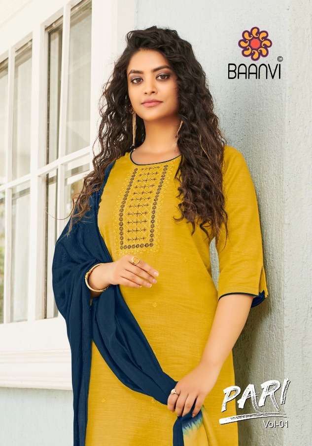 baanvi pari vol 1 readymade top with pant and dupatta 