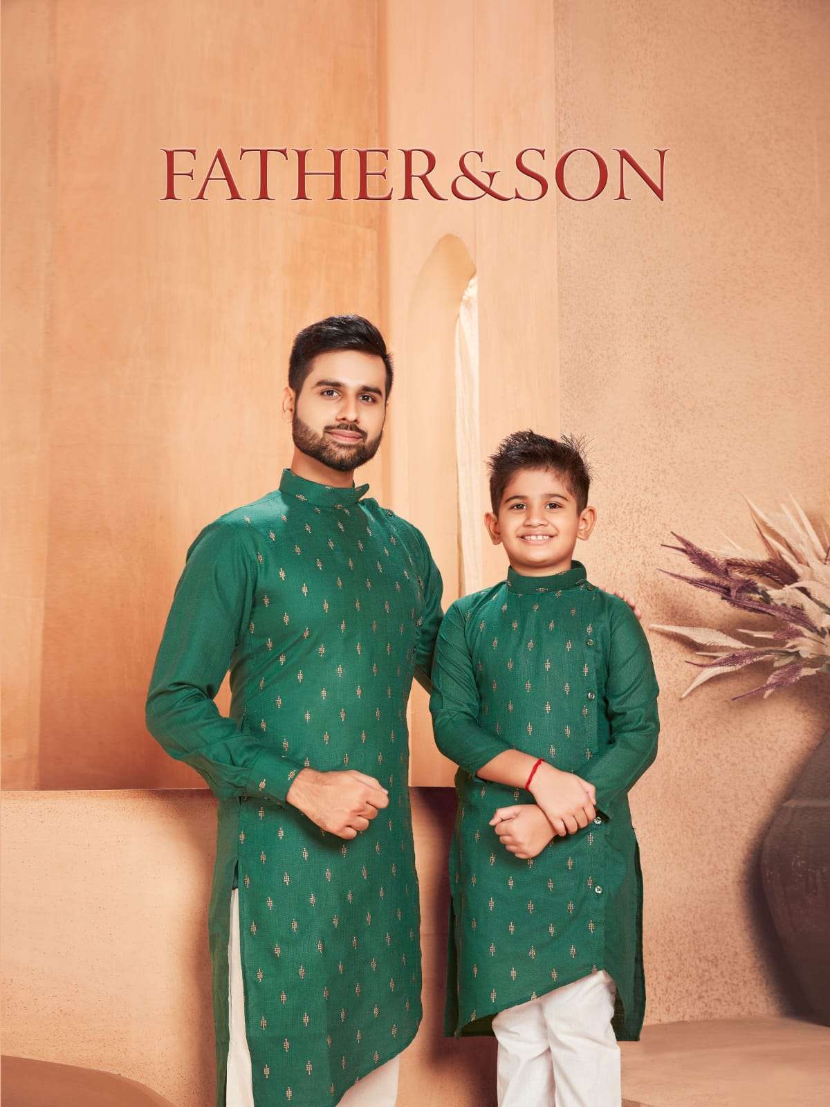 banwery present father & son cotton slub mens kurta pyjama with kids kurta pyjama