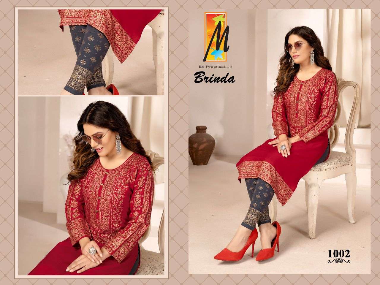 BRINDA BY MASTER HEAVY RAYON FOIL PRINT TOP WITH BOTTOM CATALOG WHOLESALER BEST RATE