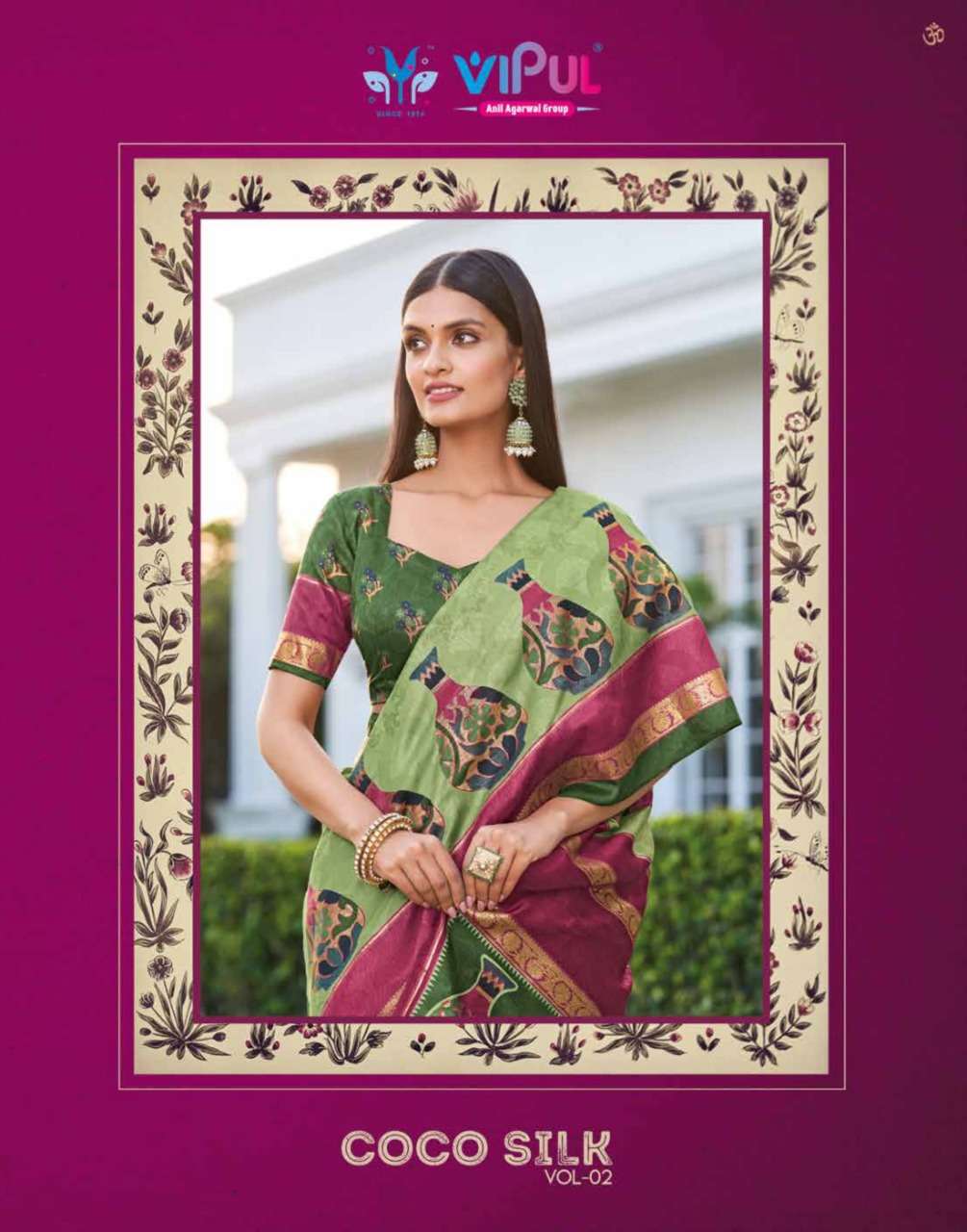 coco silk vol 2 by vipul jacquard silk designer fancy saree
