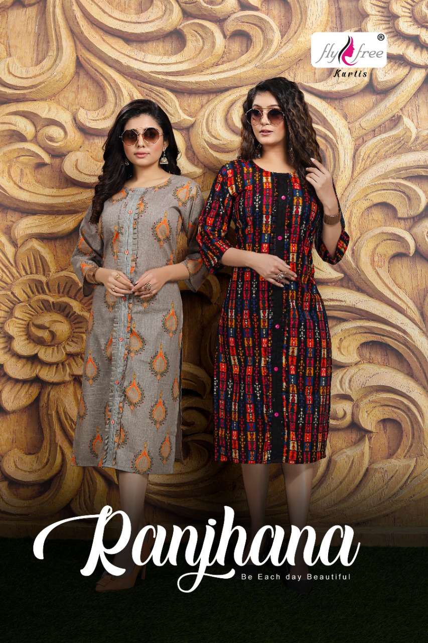 fly free ranjhana cotton printed kurtis supplier in surat Ahmedabad 