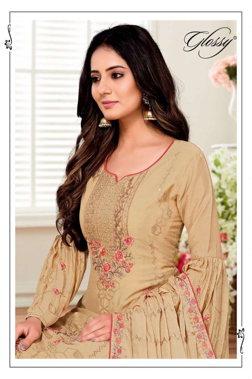 glossy bindiya fancy plazzo style salwar suits design 