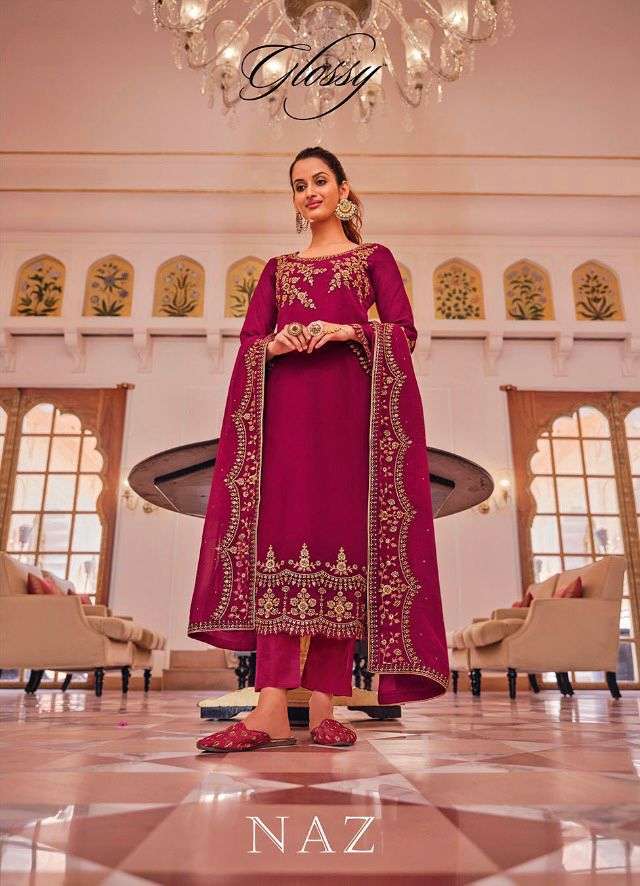 glossy naaz heavy embroidery elegant salwar kameez design 2022