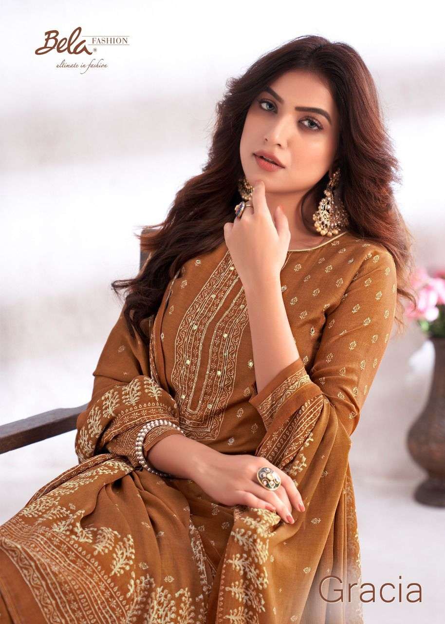 gracia by bela fashion cotton silk indian look fancy salwar kameez