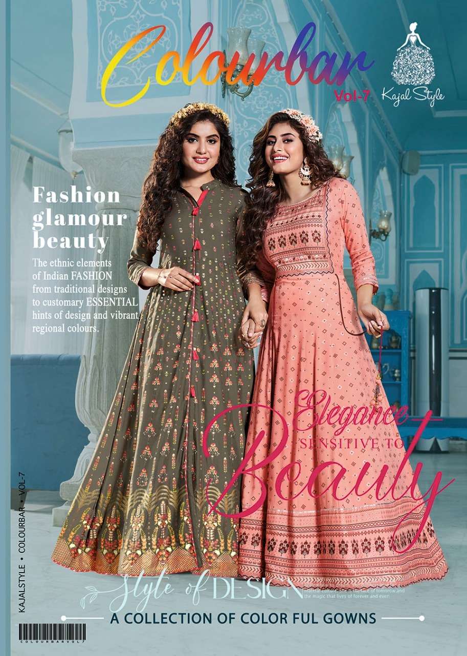 kajal style fashion colorbar vol 7 gown style kurtis best seller in surat 