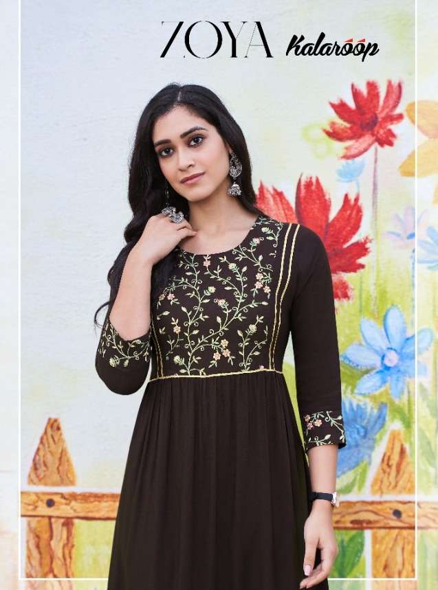 kalaroop zoya rayon a line kurtis wholesale price online shopping 