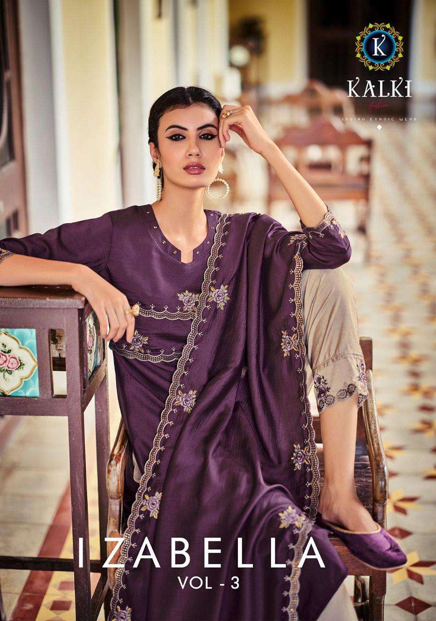 kalki izabella vol 3 readymade top with pent and dupatta complete set 2022