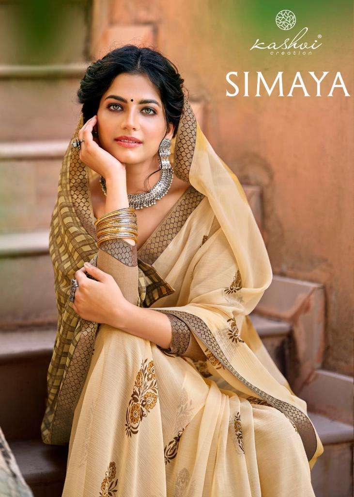 kashvi creation surat simaya chiffon printed sarees 