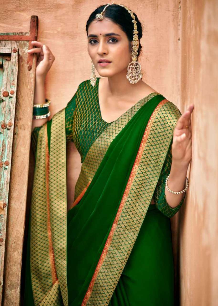 kashvi madhumati moss chiffon fancy border sarees best seller in surat 