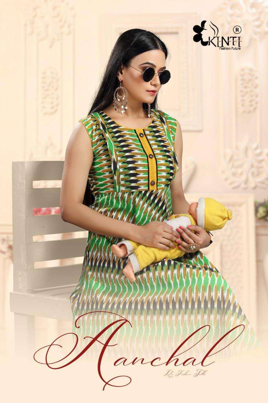 kinti aanchal feeding top twin vertical zip kurtis 