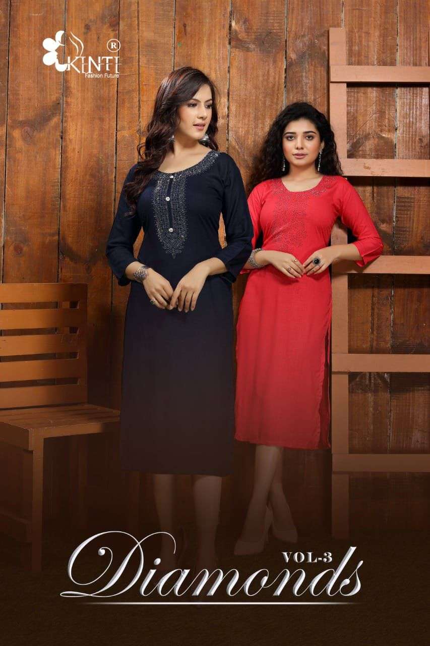 kinti diamonds vol 3 simple rayon readymade kurti 