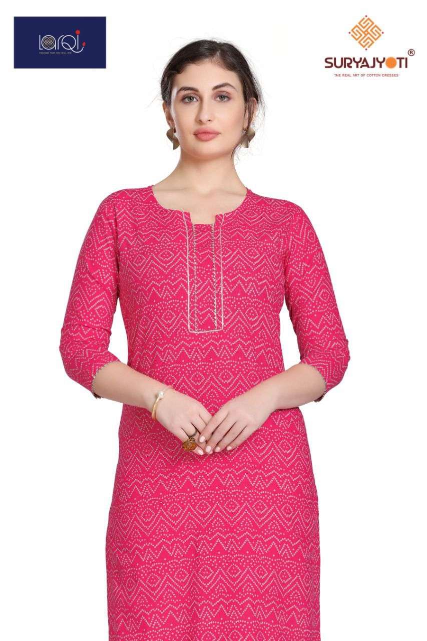 larqi by suryajyoti bandhani lehariya special kurti with pant set 
