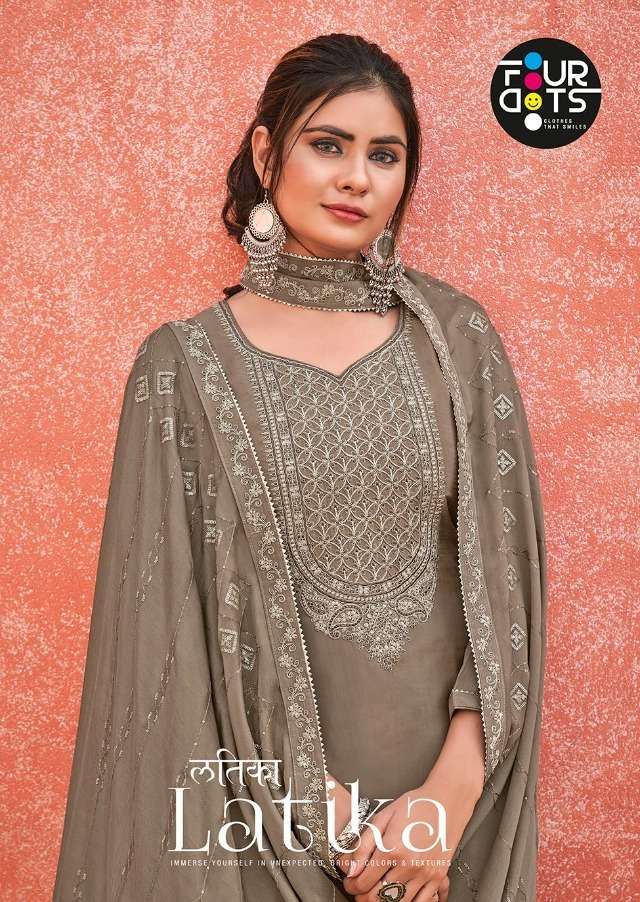 latika by fourdots pure crape designer suit wholesaler