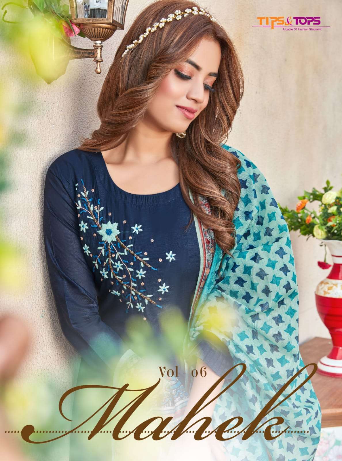 mahek vol 6 by tips & tops readymade designer kurti with bottom & dupatta