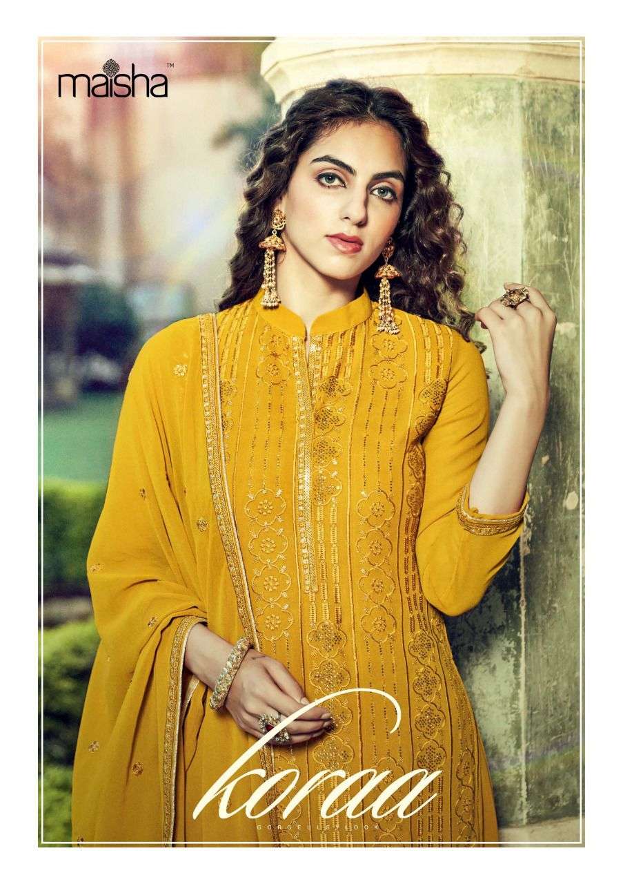 maisha present koraa pure georgette beautiful embroidery work suit wholesaler