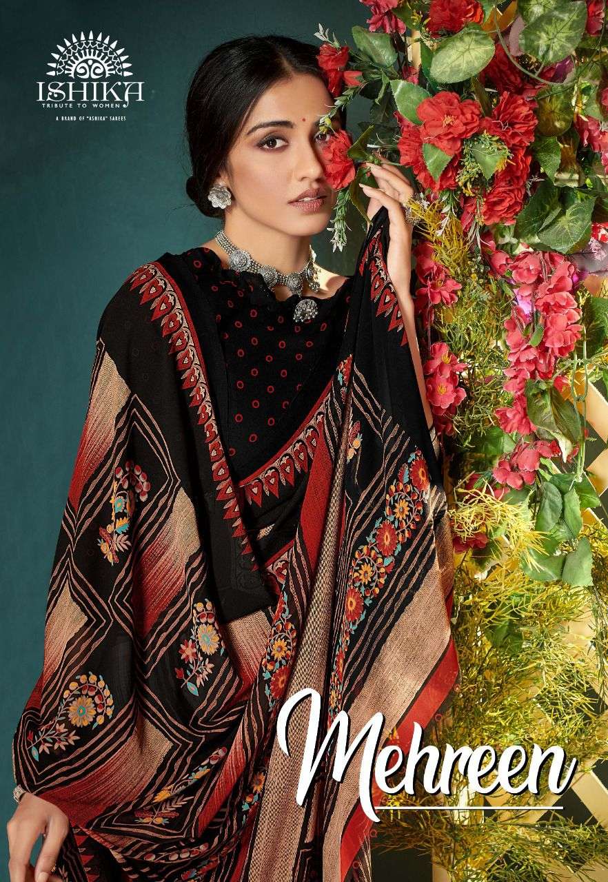 mehreen by ishika printed georgette daily wear sarees