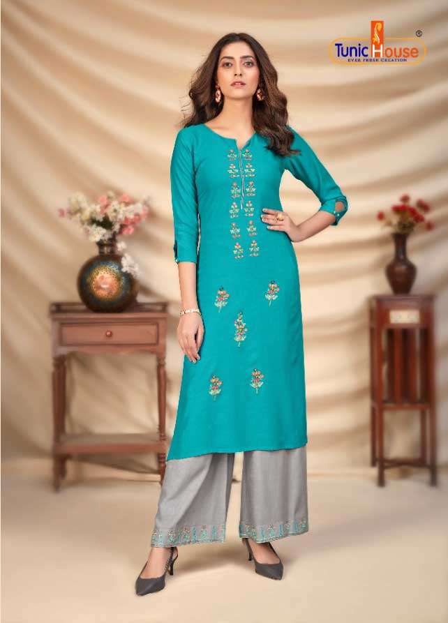 Nyra-2 By Tunic House Designer Kurti With Palazzo Cataloge In Wholesaler