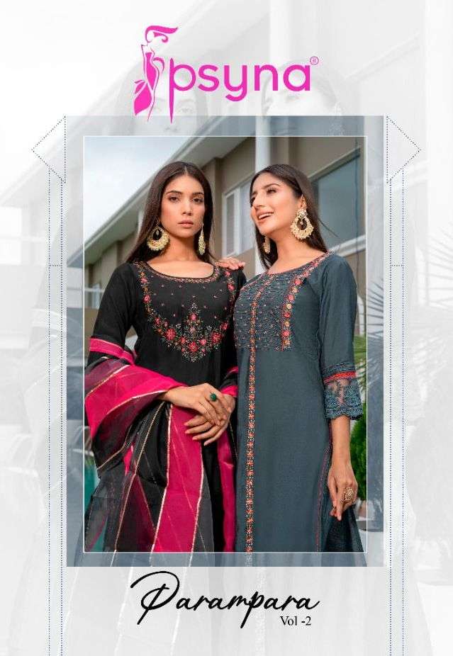 parampara vol 2 by psyna viscose silk readymade designer suits