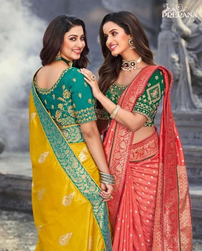 prerana silk 1301-1309 series new latest designer silk saree catalog 
