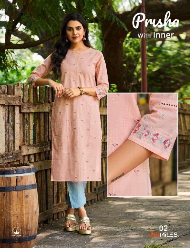 prisha by 100 miles cotton summer wear fancy ladies kurtis