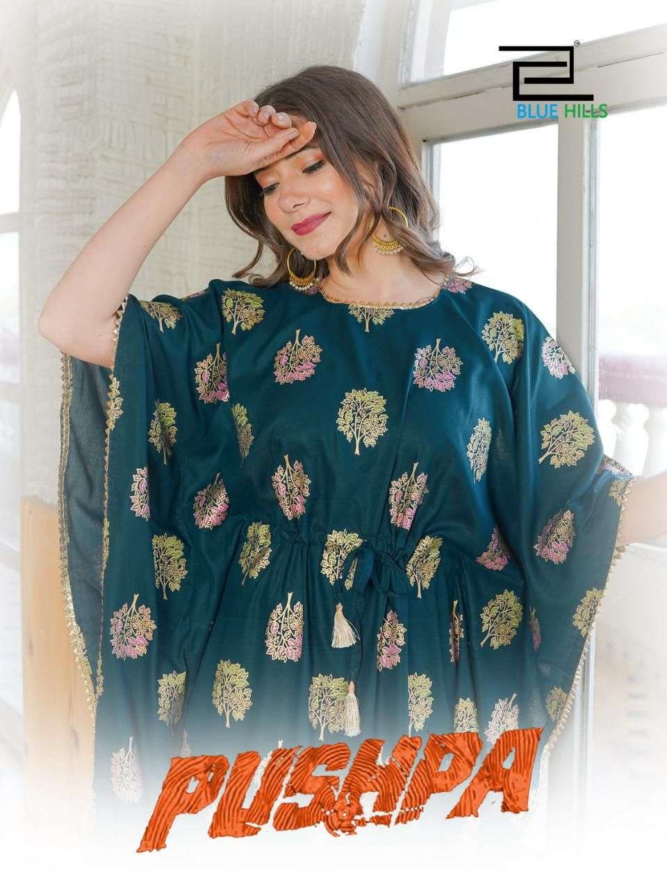 pushpa by blue hills rayon printed kaftan collection