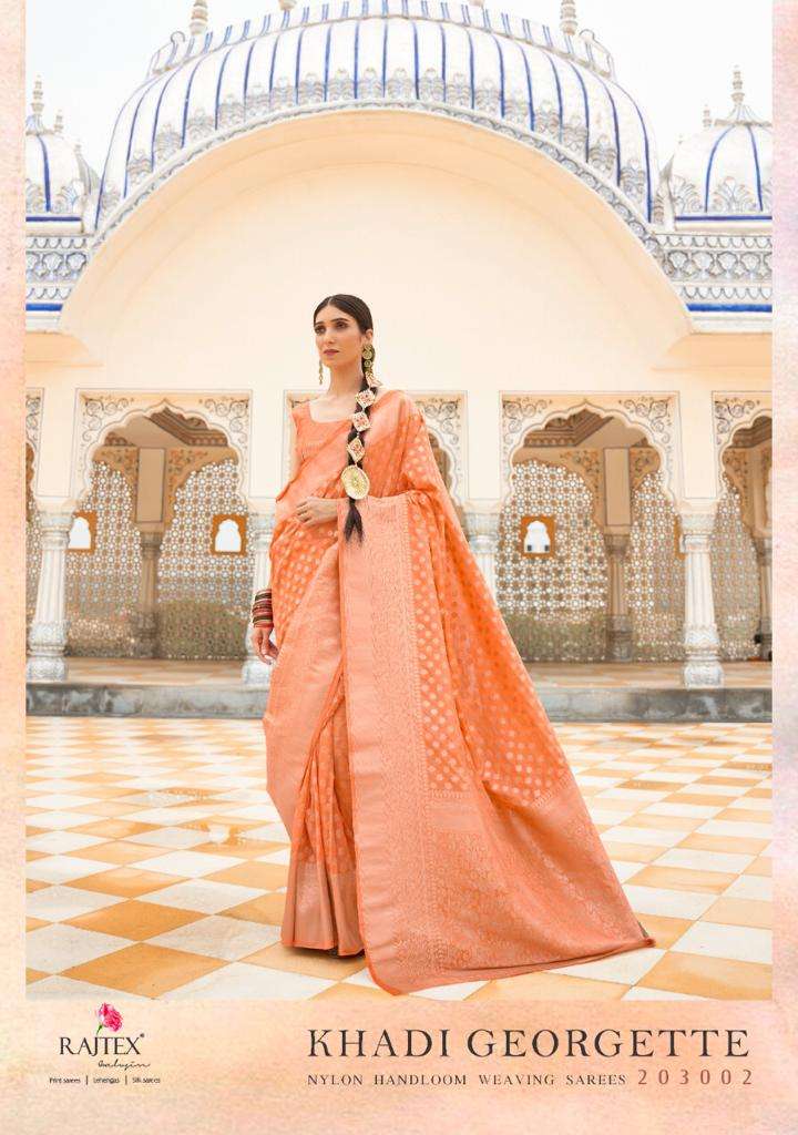 Rajtex Khadi Georgette Nylon Handloom Weaving Saree