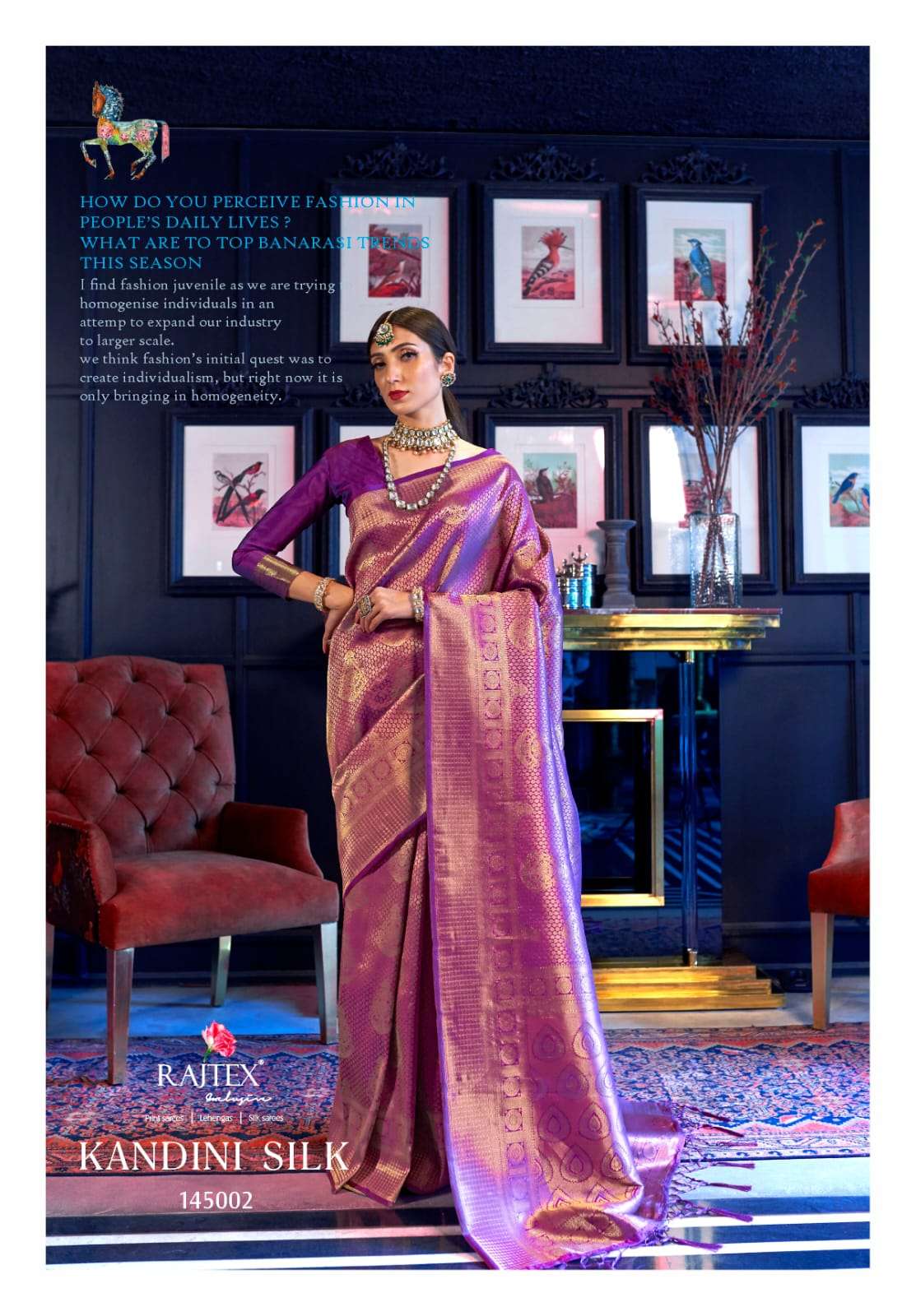 Rajtex Presents Kandini Silk Handloom Weaving Designer Traditional Wear Saree Catalogs Seller