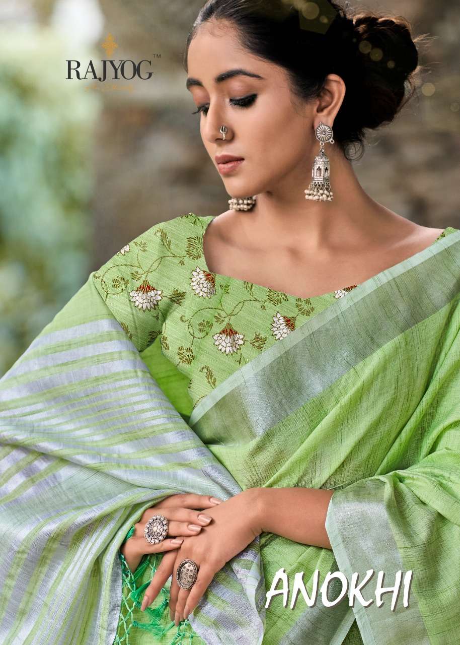 rajyog anokhi soft linen sarees wholesaler in surat market 