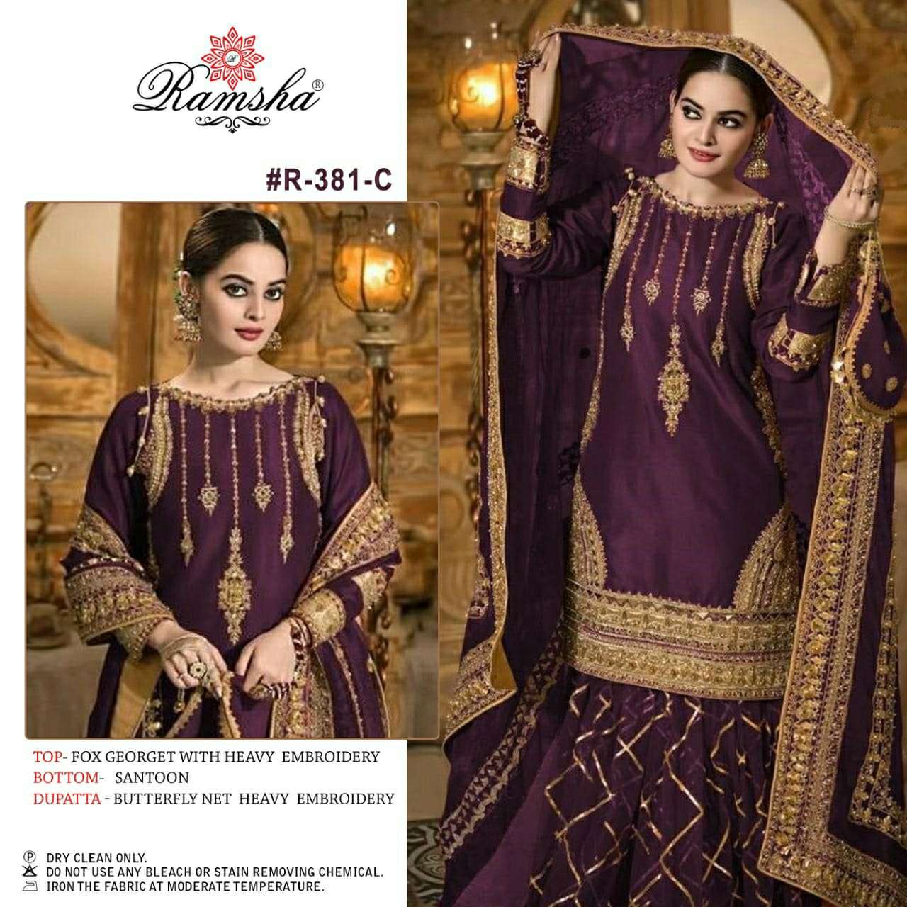 ramsha 381 new colors georgette embroidery suits 