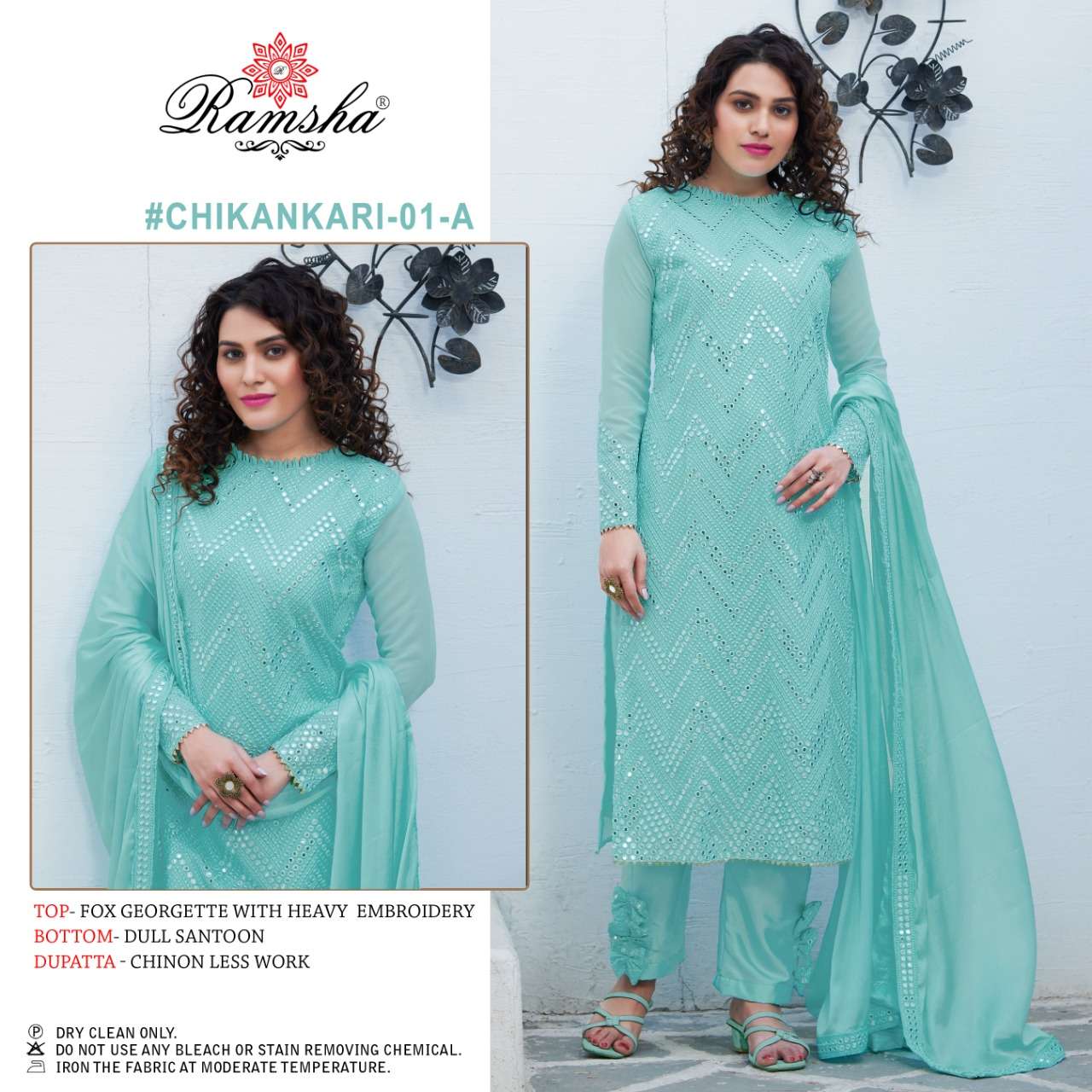 ramsha chikankari 01 nx embroidery work pakistani dresses wholesaler  