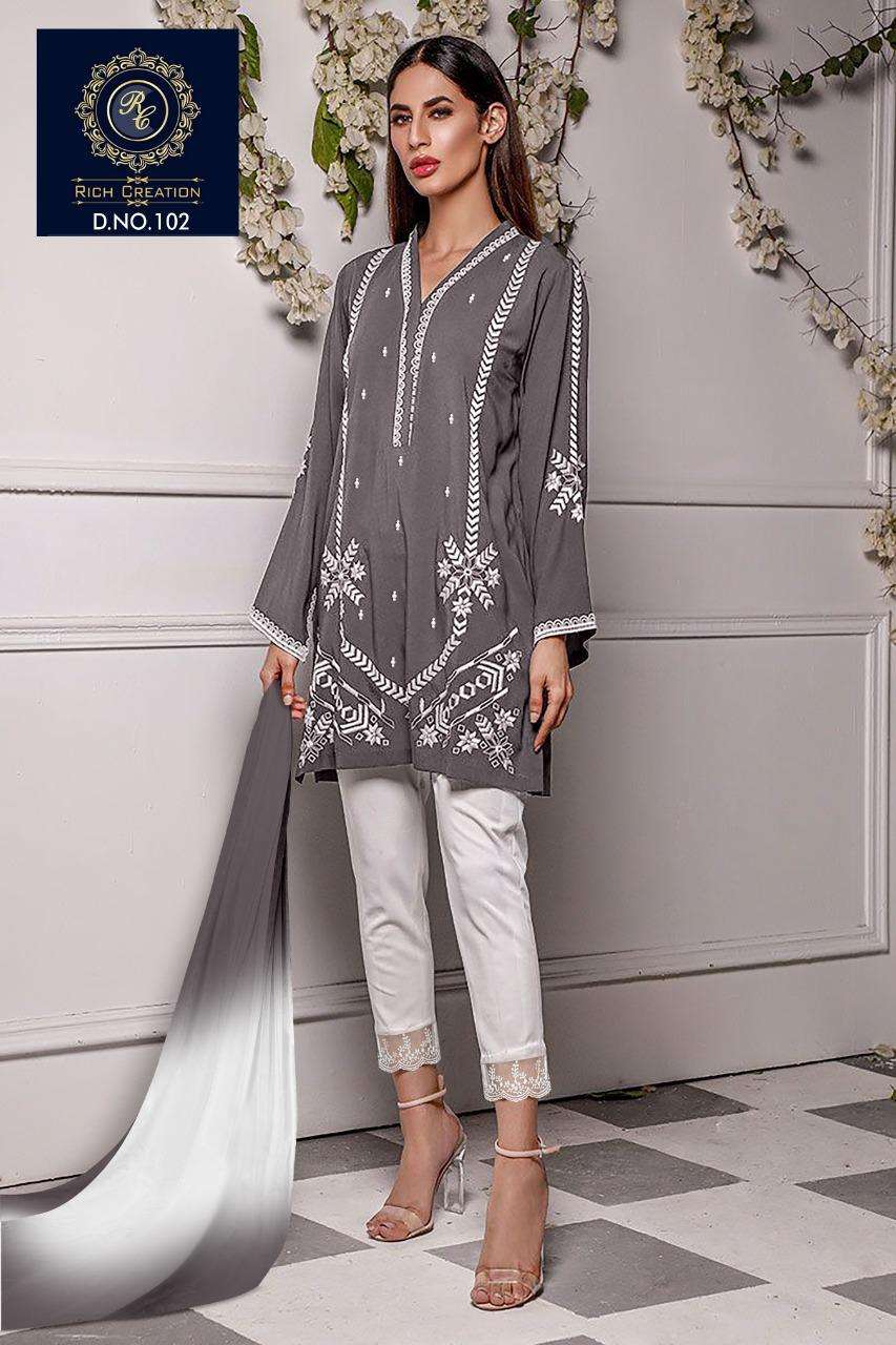 rich creation lpc 102 georgette pakistani full stitch suits wholesaler
