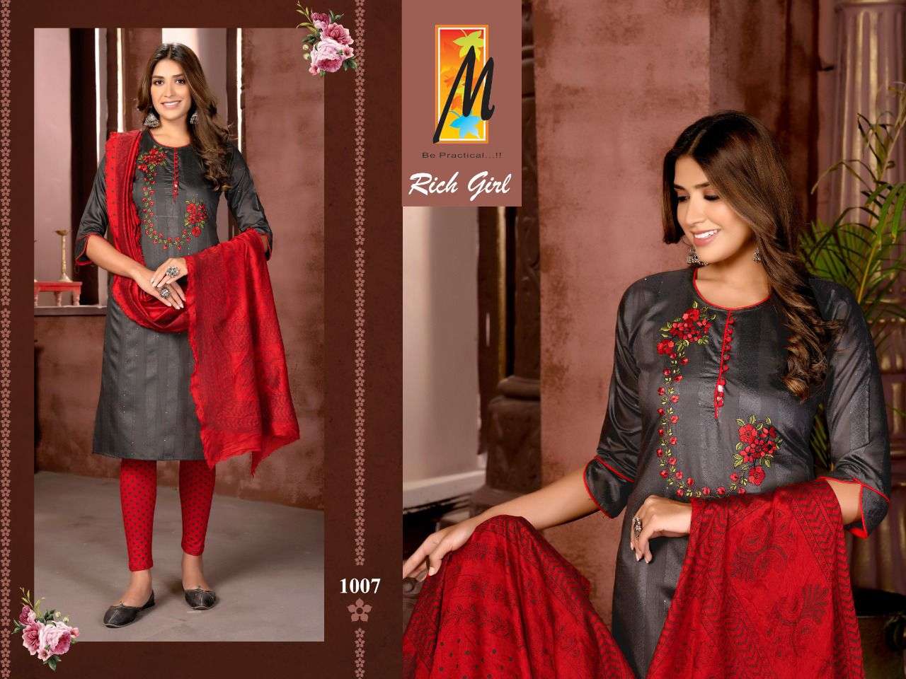RICH GIRL BY MASTER HEAVY Chanderi jecard with sequance READYMADE SUIT CATALOG WHOLESALER BEST RATE