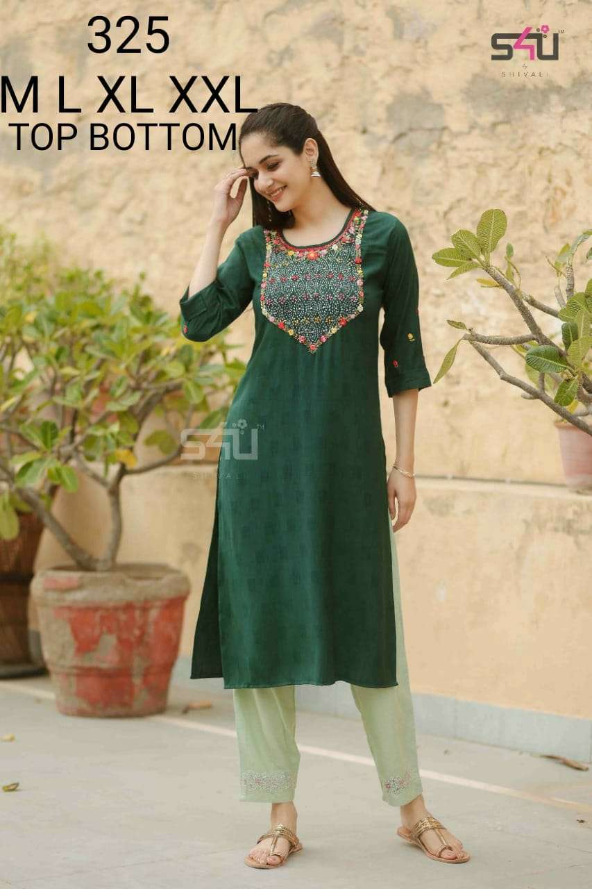 s4u 325 designer kurti with pant combo set collection