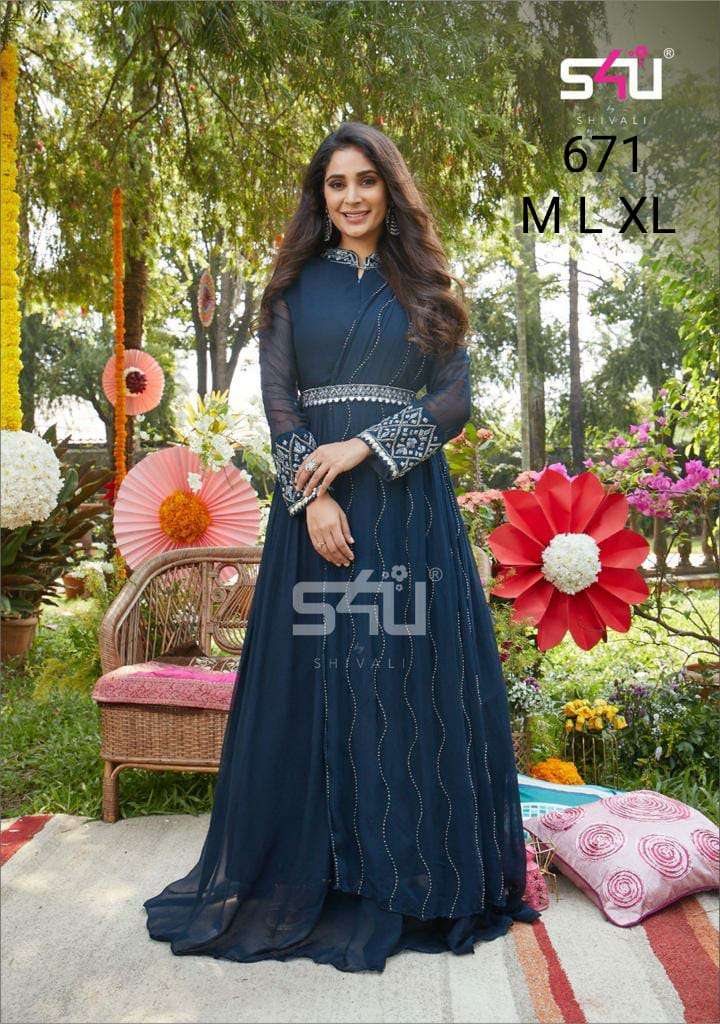 s4u 671 party wear long dresses combo set collection